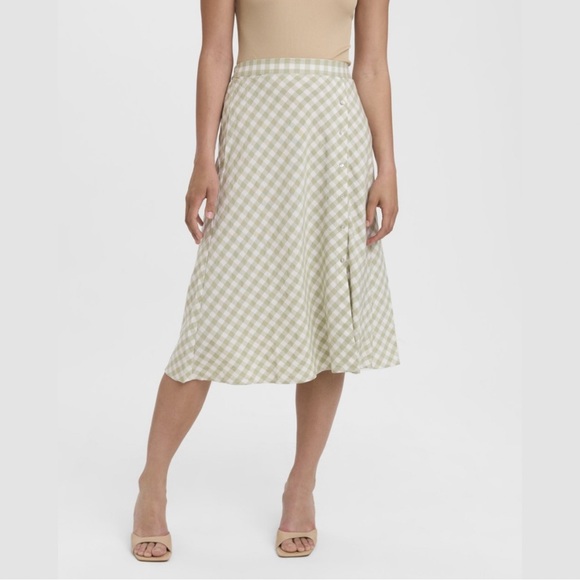 Vero Moda Karma midi skirt size L in green and white gingham - Picture 3 of 9